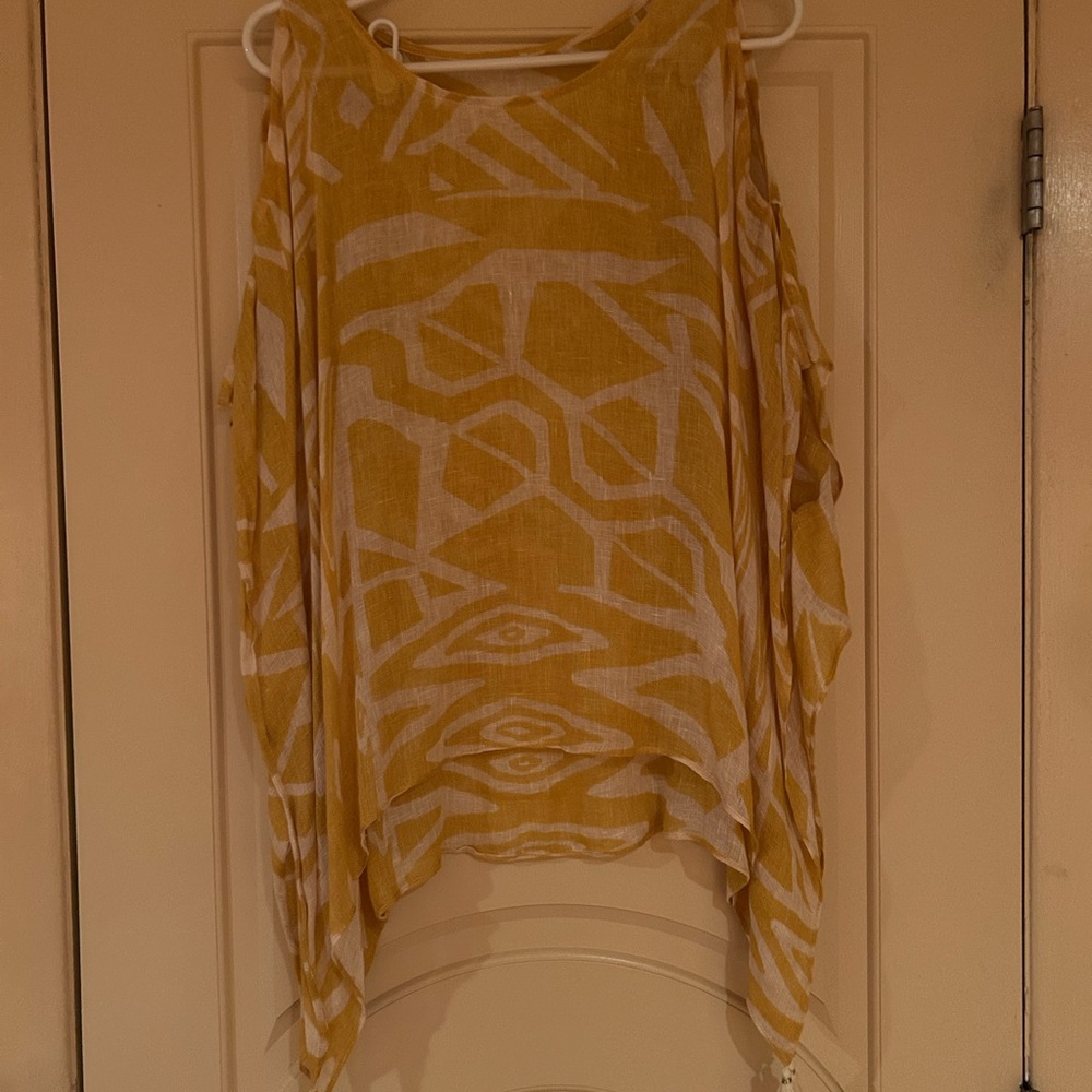 Chicos yellow and cream cold shoulder poncho